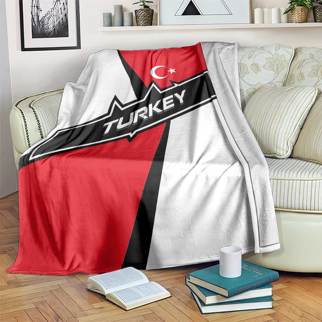 Turkey Flag and Modern Graphic Design Blanket with Bold Red and Black Elements