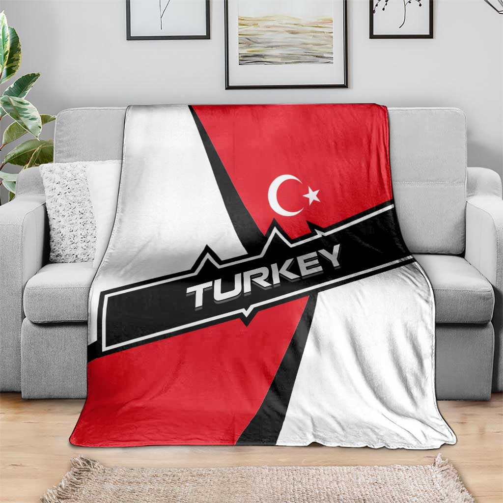 Turkey Flag and Modern Graphic Design Blanket with Bold Red and Black Elements