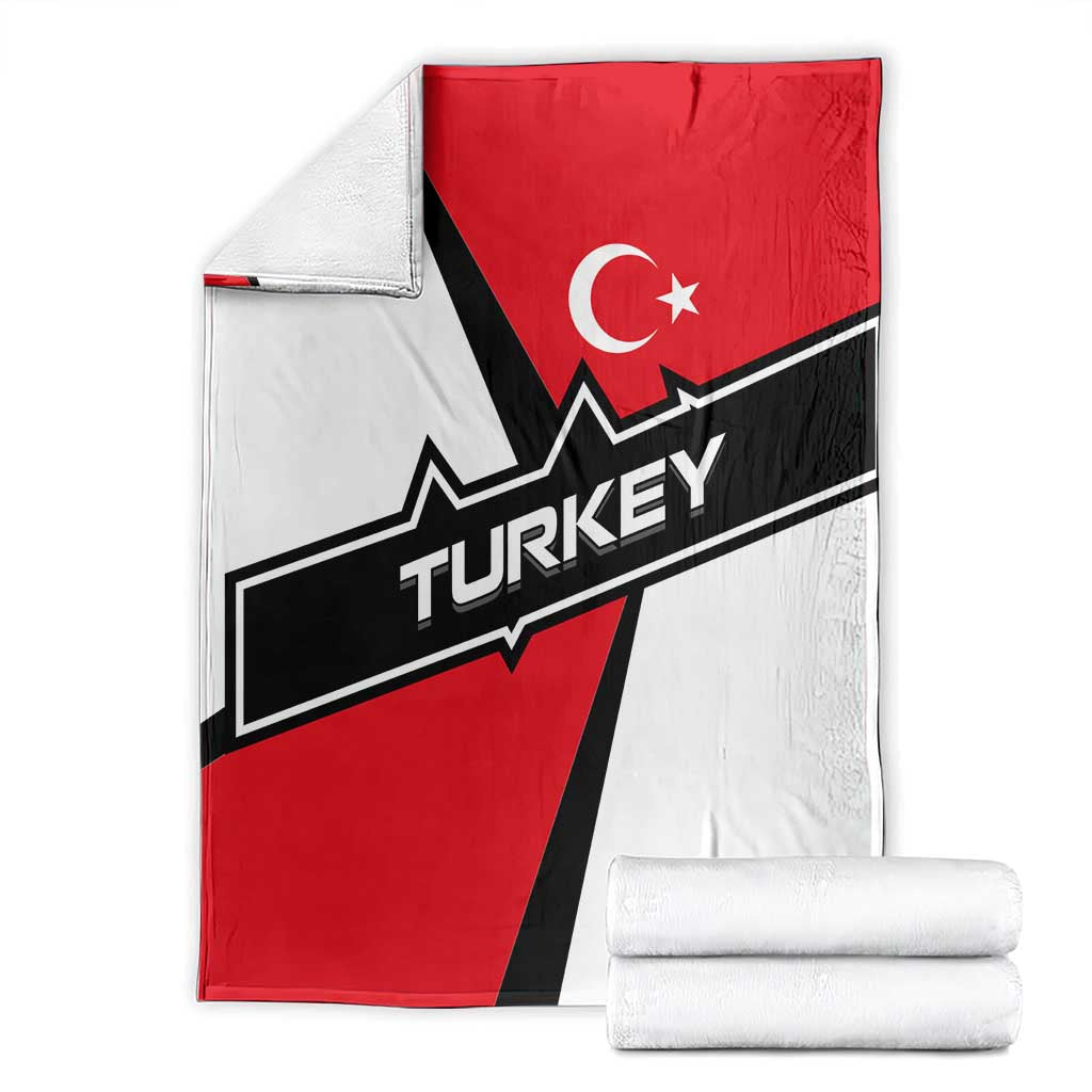 Turkey Flag and Modern Graphic Design Blanket with Bold Red and Black Elements