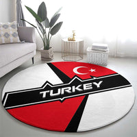 Turkey Flag and Modern Graphic Design Round Carpet with Bold Red and Black Elements