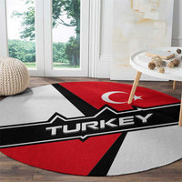 Turkey Flag and Modern Graphic Design Round Carpet with Bold Red and Black Elements