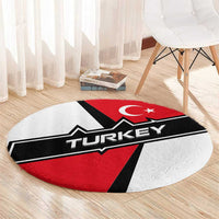 Turkey Flag and Modern Graphic Design Round Carpet with Bold Red and Black Elements