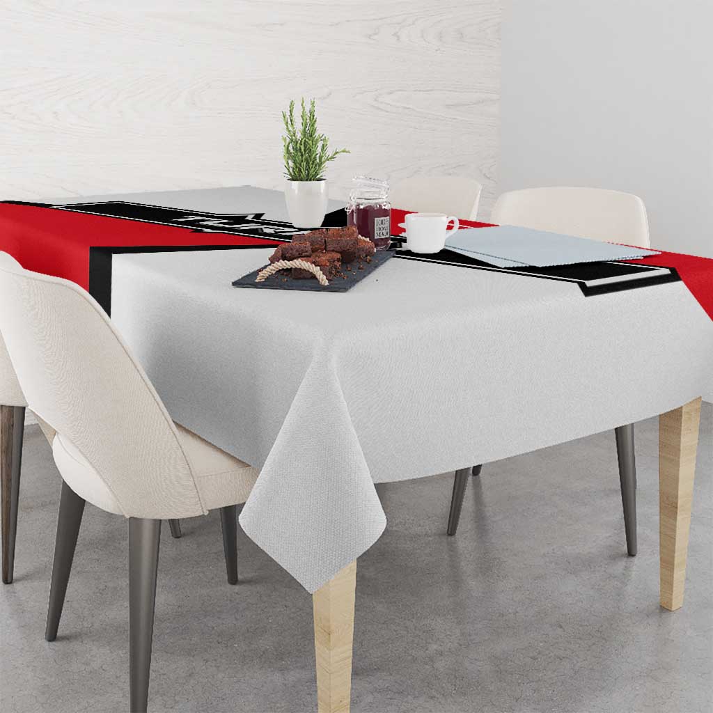 Turkey Flag and Modern Graphic Design Tablecloth with Bold Red and Black Elements