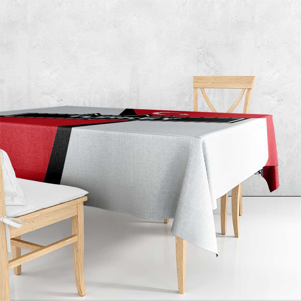 Turkey Flag and Modern Graphic Design Tablecloth with Bold Red and Black Elements