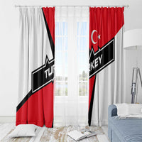 Turkey Flag and Modern Graphic Design Window Curtain with Bold Red and Black Elements