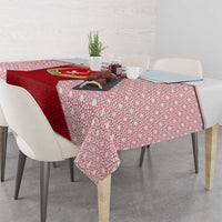 Turkey National Emblem and Cartoon Turkey Bird Tablecloth with Red and White Gradient Design