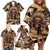 Native American Skull Family Matching Off Shoulder Short Dress and Hawaiian Shirt with Tribal Prints - Wonder Print Shop