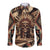 Native American Skull Long Sleeve Button Shirt with Tribal Prints - Wonder Print Shop