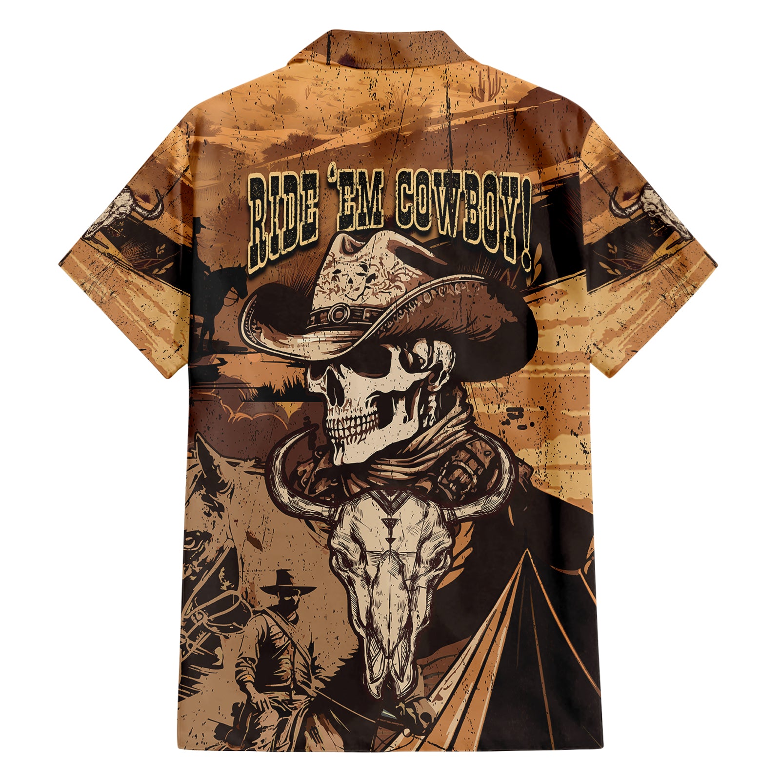 Skull Cowboy Hawaiian Shirt Rise Em Cowboy - Wonder Print Shop