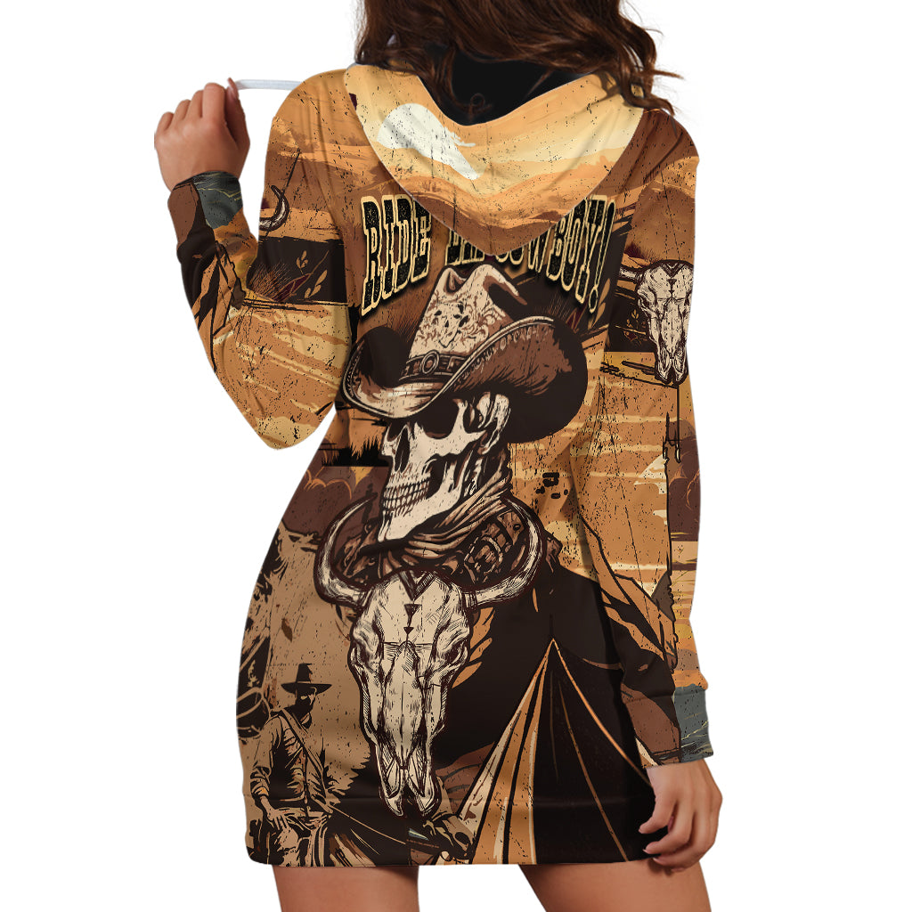 Skull Cowboy Hoodie Dress Rise Em Cowboy - Wonder Print Shop