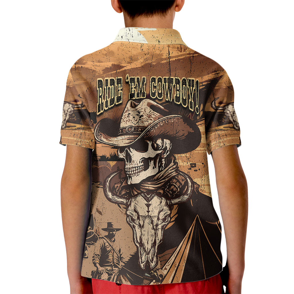 Skull Cowboy Kid Polo Shirt Rise Em Cowboy - Wonder Print Shop