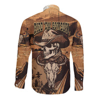 Cowboy long-sleeve button shirt, kraft with skull graphic on back