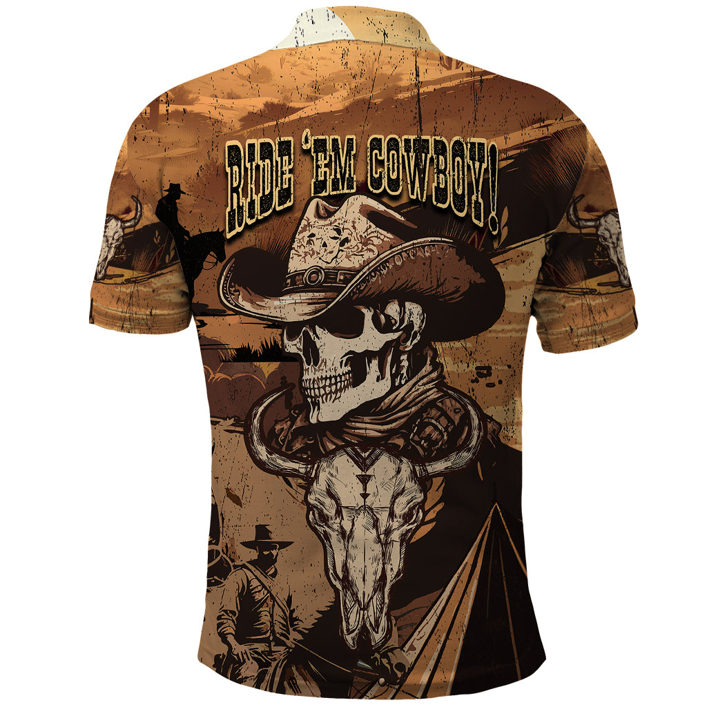 Skull Cowboy Polo Shirt Rise Em Cowboy - Wonder Print Shop