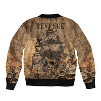 Kraft bomber jacket with REVENGE pirate skull graphic, ribbed collar and cuffs, black trim