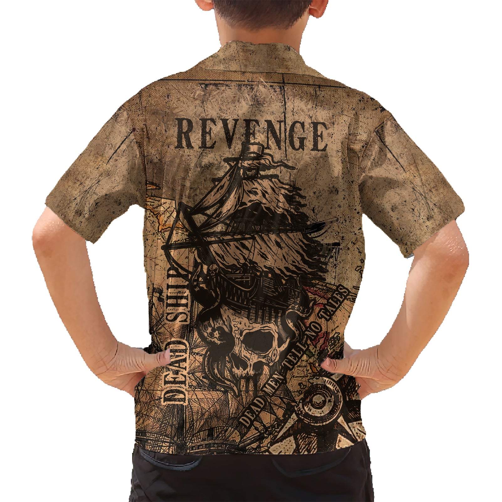 Skull Pirate Kid Hawaiian Shirt Revenge Vintage Style Art - Wonder Print Shop