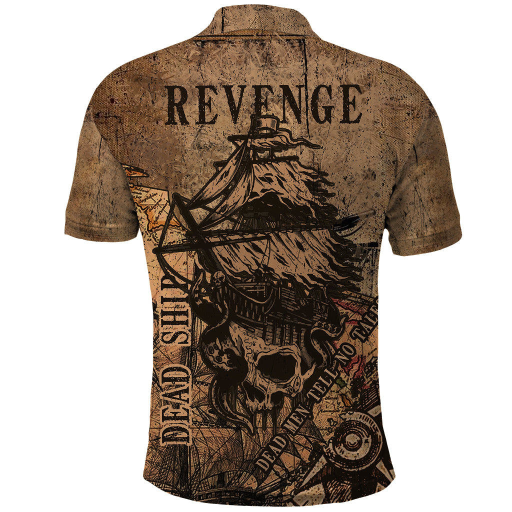 Skull Pirate Polo Shirt Revenge Vintage Style Art - Wonder Print Shop