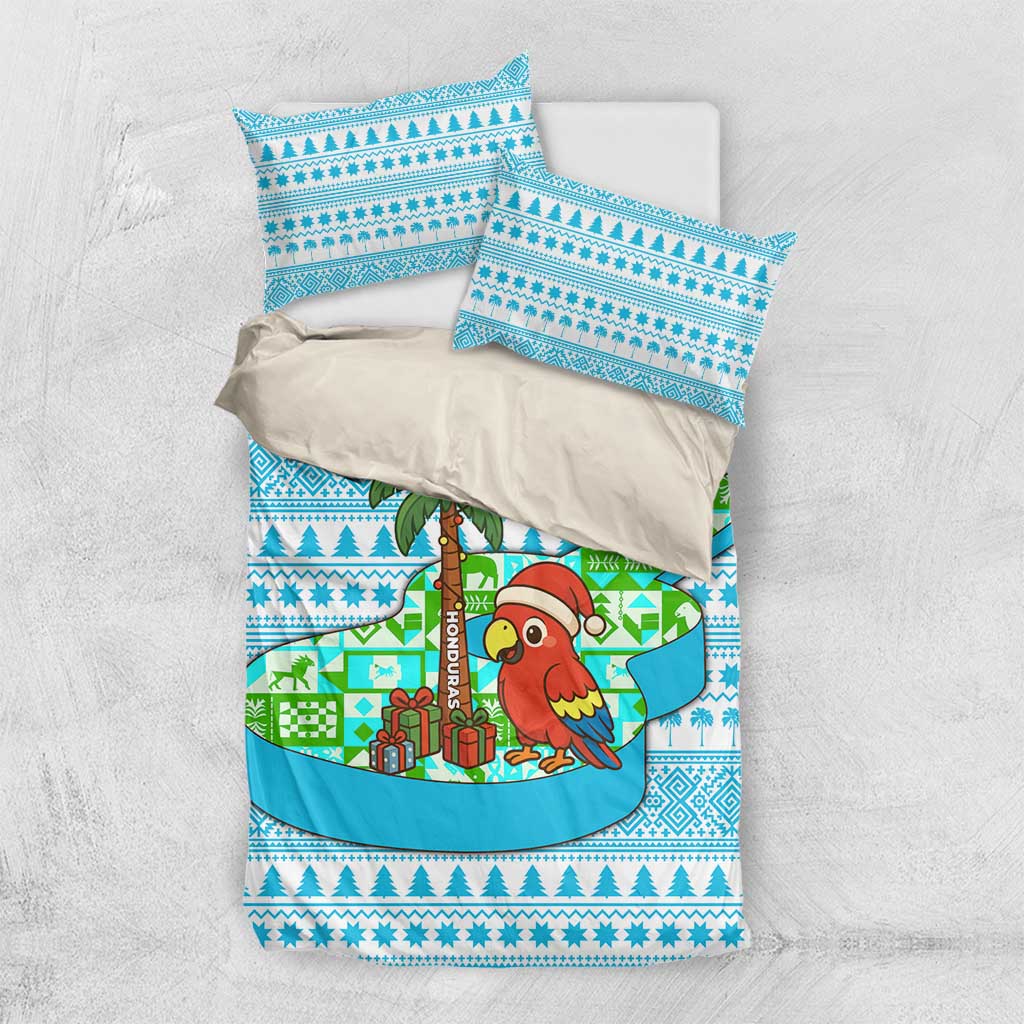 Honduras Christmas Bedding Set with Santa Parrot Palm Tree and Tropical Gift Pattern Design - Wonder Print Shop