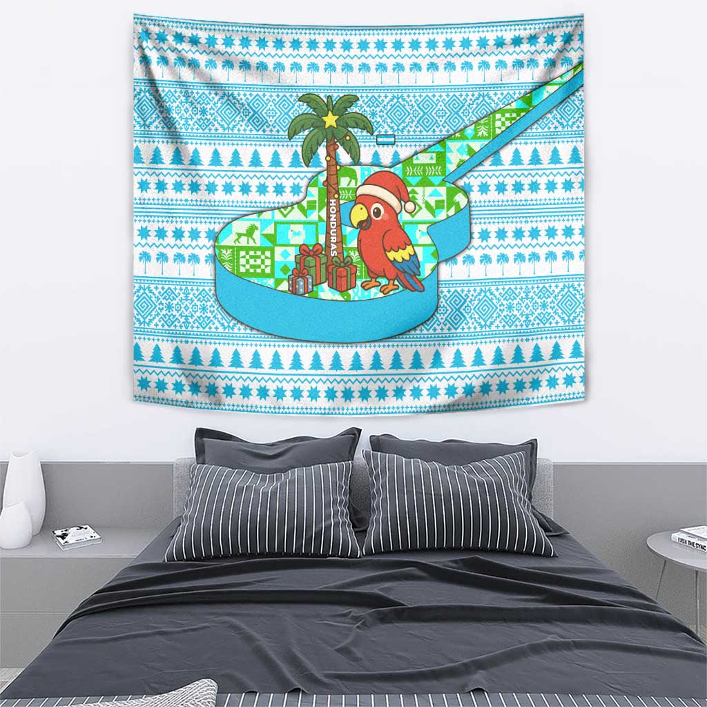 Honduras Christmas Tapestry with Santa Parrot Palm Tree and Tropical Gift Pattern Design - Wonder Print Shop