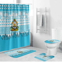 Honduras Christmas Bathroom Set with National Emblem Palm Trees and Snowflake Pattern Design - Wonder Print Shop