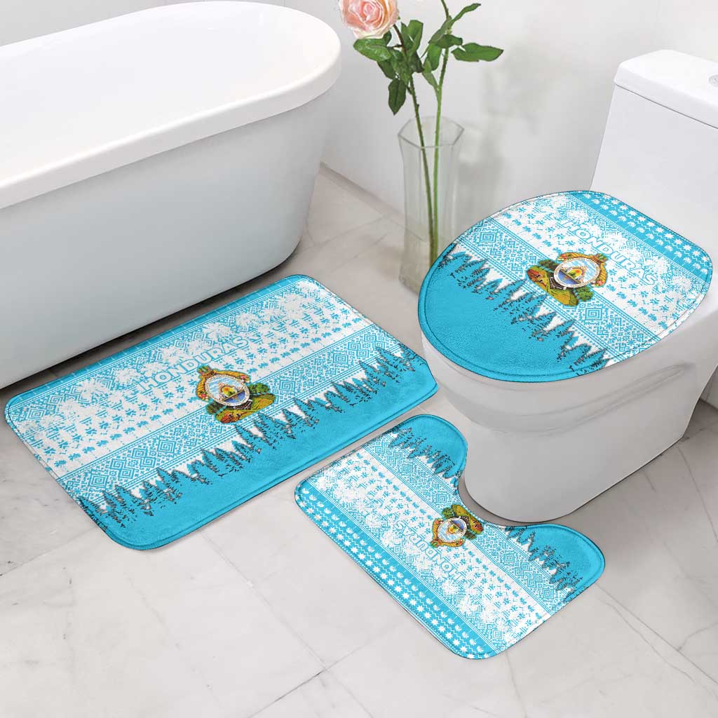 Honduras Christmas Bathroom Set with National Emblem Palm Trees and Snowflake Pattern Design - Wonder Print Shop