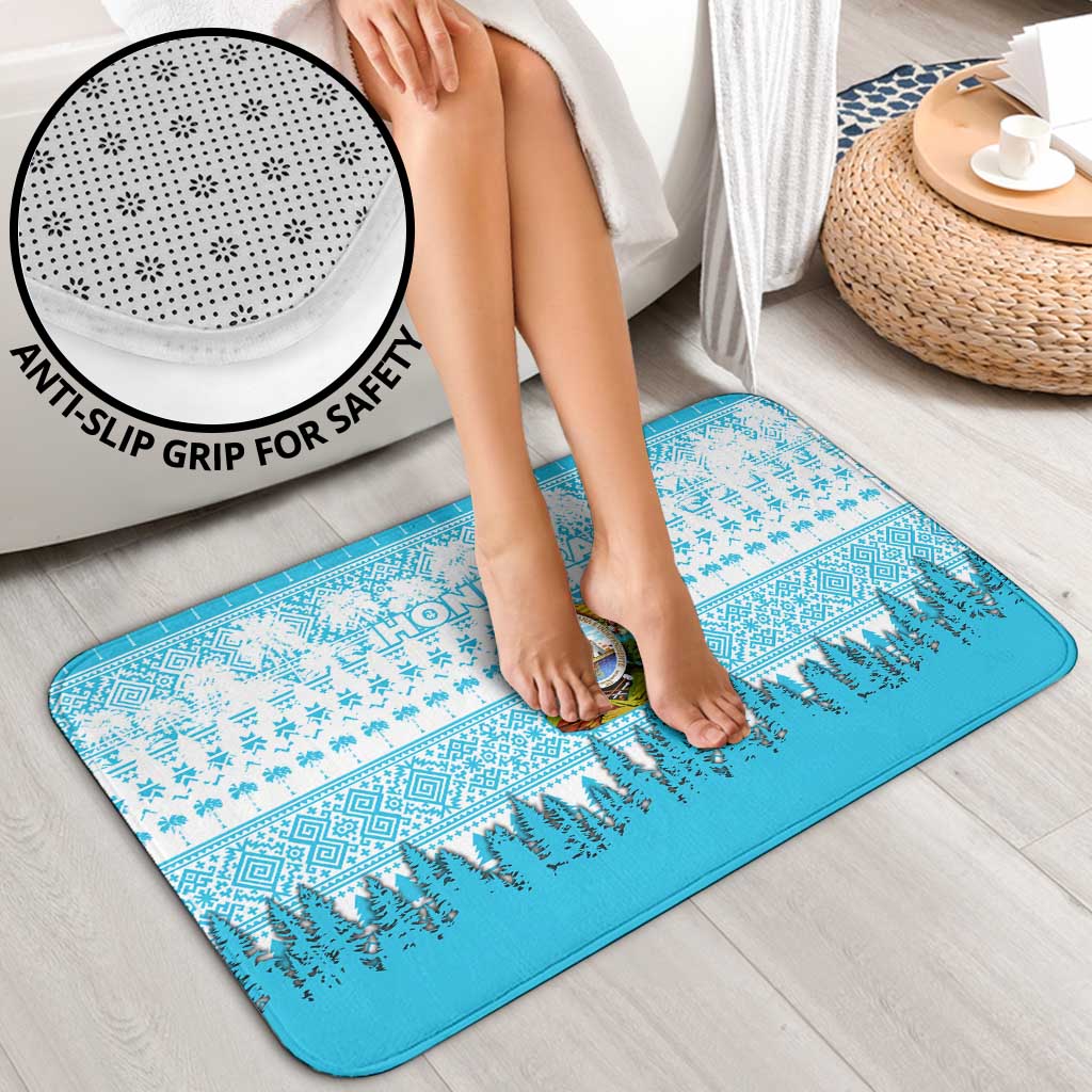 Honduras Christmas Bathroom Set with National Emblem Palm Trees and Snowflake Pattern Design - Wonder Print Shop
