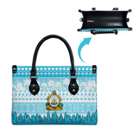 Honduras Christmas Leather Bag with National Emblem Palm Trees and Snowflake Pattern Design - Wonder Print Shop