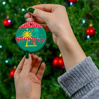 Grenada Christmas Ceramic Ornament with Palm Tree Bird and Tropical Holiday Pattern Design - Wonder Print Shop