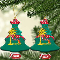 Grenada Christmas Ceramic Ornament with Palm Tree Bird and Tropical Holiday Pattern Design - Wonder Print Shop