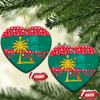 Grenada Christmas Ceramic Ornament with Palm Tree Bird and Tropical Holiday Pattern Design - Wonder Print Shop