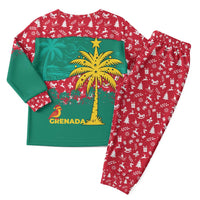 Grenada Christmas Pajama Set with Palm Tree Bird and Tropical Holiday Pattern Design - Wonder Print Shop