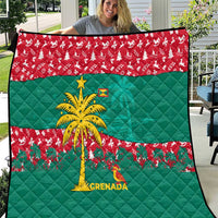 Grenada Christmas Quilt with Palm Tree Bird and Tropical Holiday Pattern Design - Wonder Print Shop