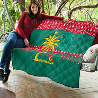 Grenada Christmas Quilt with Palm Tree Bird and Tropical Holiday Pattern Design - Wonder Print Shop