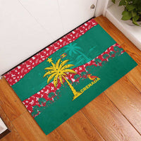 Grenada Christmas Rubber Doormat with Palm Tree Bird and Tropical Holiday Pattern Design - Wonder Print Shop
