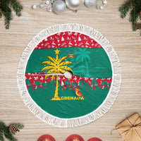 Grenada Christmas Tree Skirt with Palm Tree Bird and Tropical Holiday Pattern Design - Wonder Print Shop
