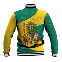 Grenada Christmas Baseball Jacket with Santa Nutmeg Tree Peace Dove and Festive Gift Design - Wonder Print Shop