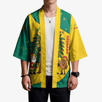Grenada Christmas Kimono with Santa Nutmeg Tree Peace Dove and Festive Gift Design - Wonder Print Shop