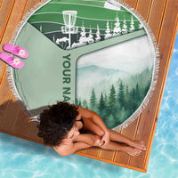 Custom Disc Golf Beach Blanket with Forest Landscape Basket Silhouette - Wonder Print Shop