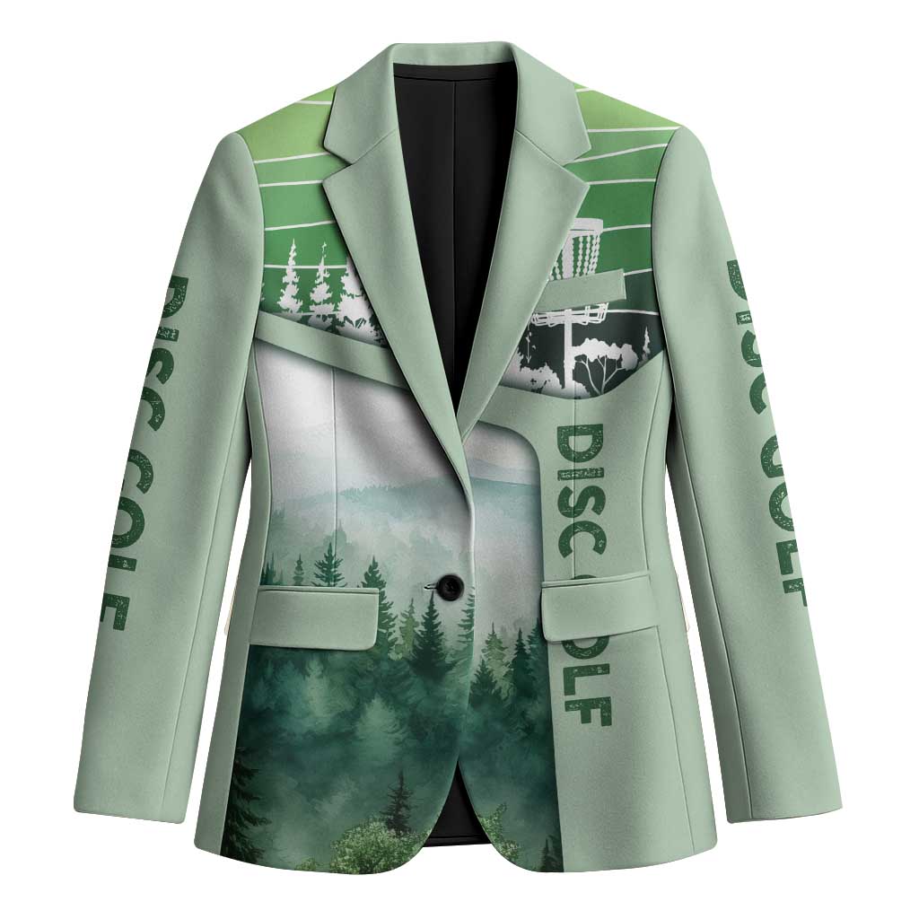 Custom Disc Golf Blazer with Forest Landscape Basket Silhouette - Wonder Print Shop