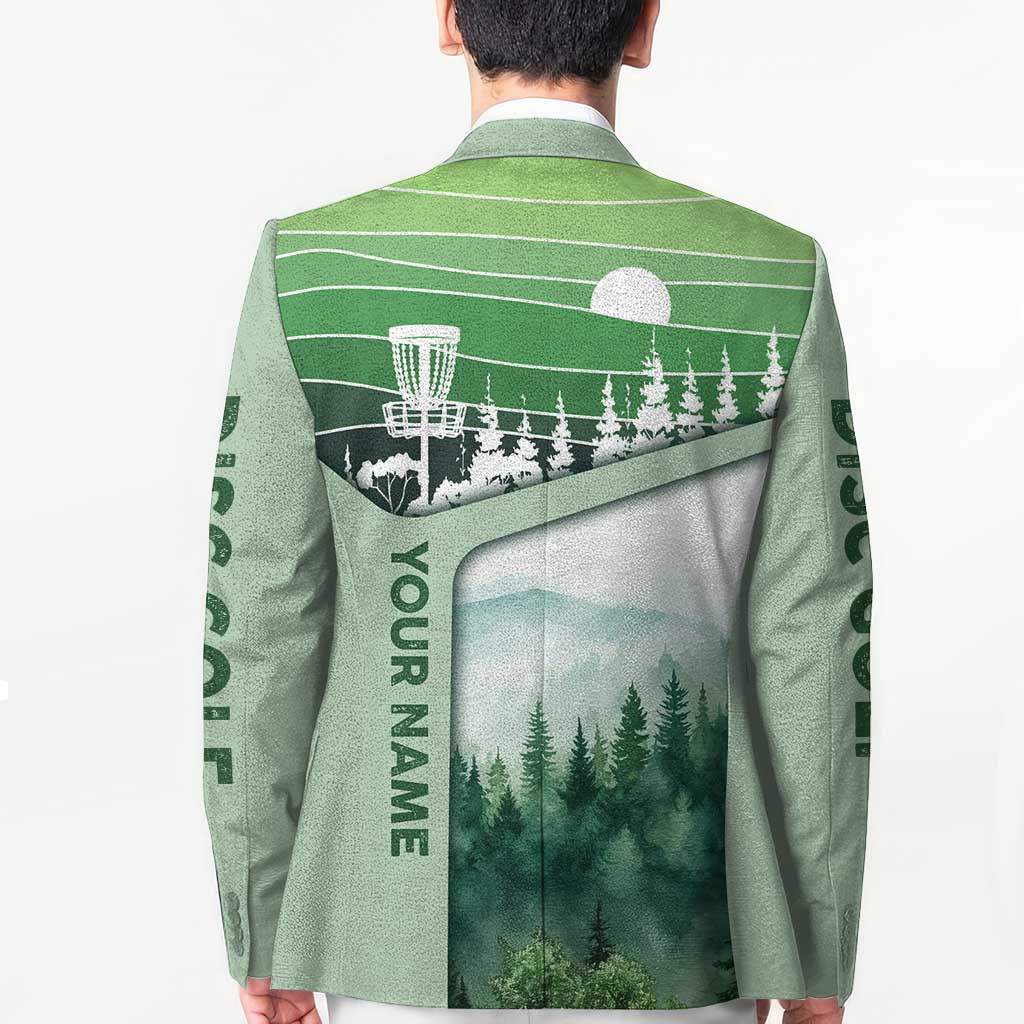 Custom Disc Golf Blazer with Forest Landscape Basket Silhouette - Wonder Print Shop