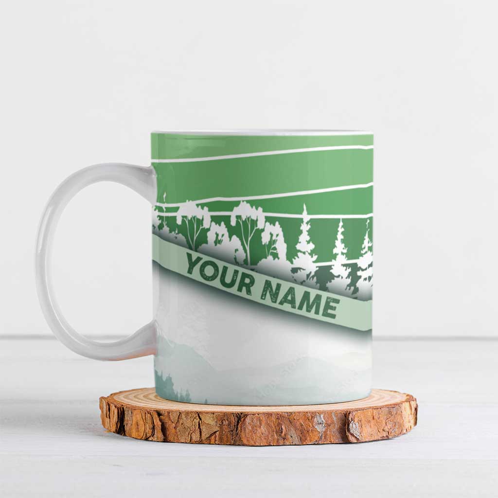 Custom Disc Golf Ceramic Mug with Forest Landscape Basket Silhouette - Wonder Print Shop