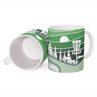 Custom Disc Golf Ceramic Mug with Forest Landscape Basket Silhouette - Wonder Print Shop