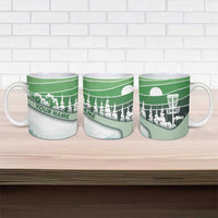 Custom Disc Golf Ceramic Mug with Forest Landscape Basket Silhouette - Wonder Print Shop