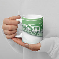 Custom Disc Golf Ceramic Mug with Forest Landscape Basket Silhouette - Wonder Print Shop