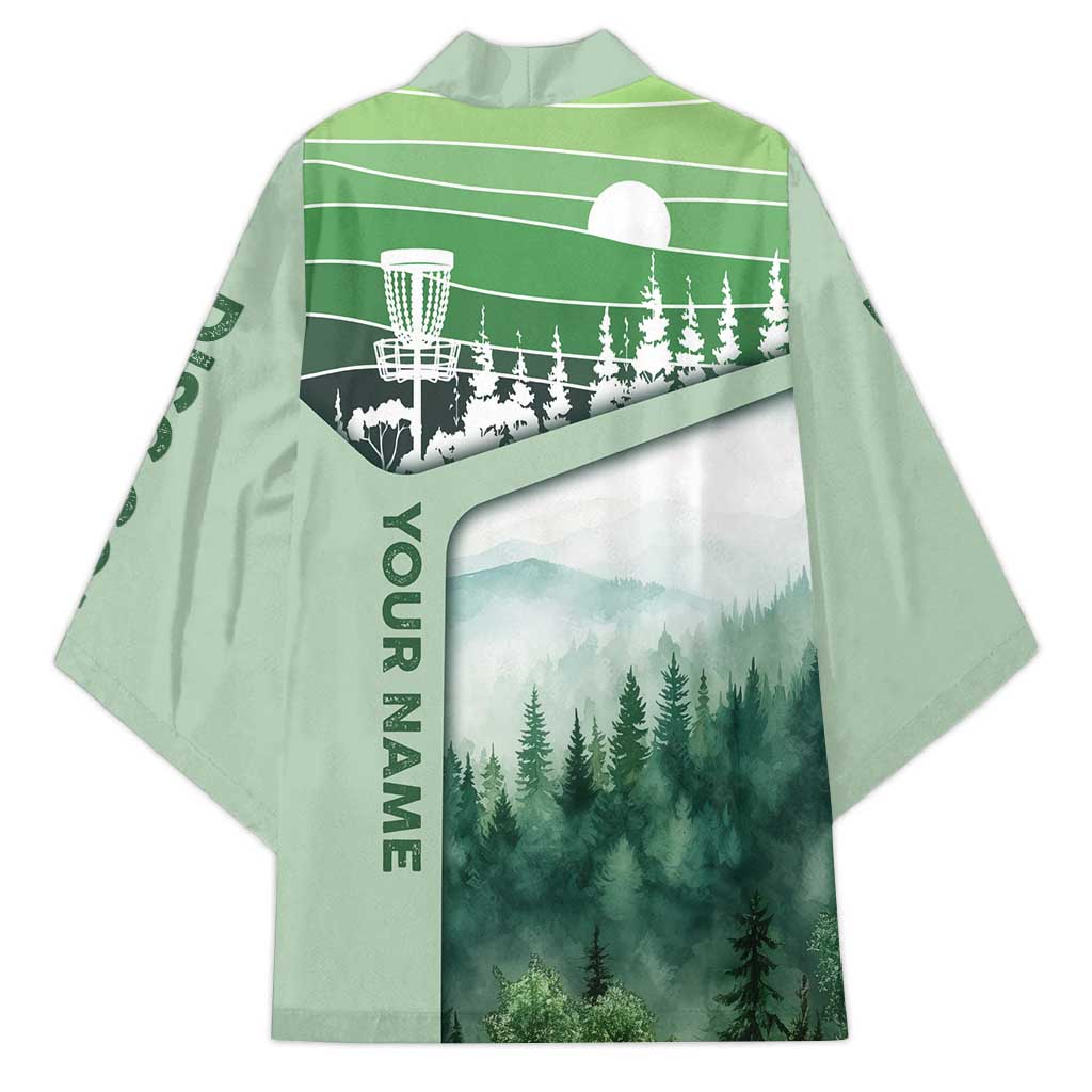 Custom Disc Golf Kimono with Forest Landscape Basket Silhouette - Wonder Print Shop