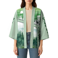 Custom Disc Golf Kimono with Forest Landscape Basket Silhouette - Wonder Print Shop