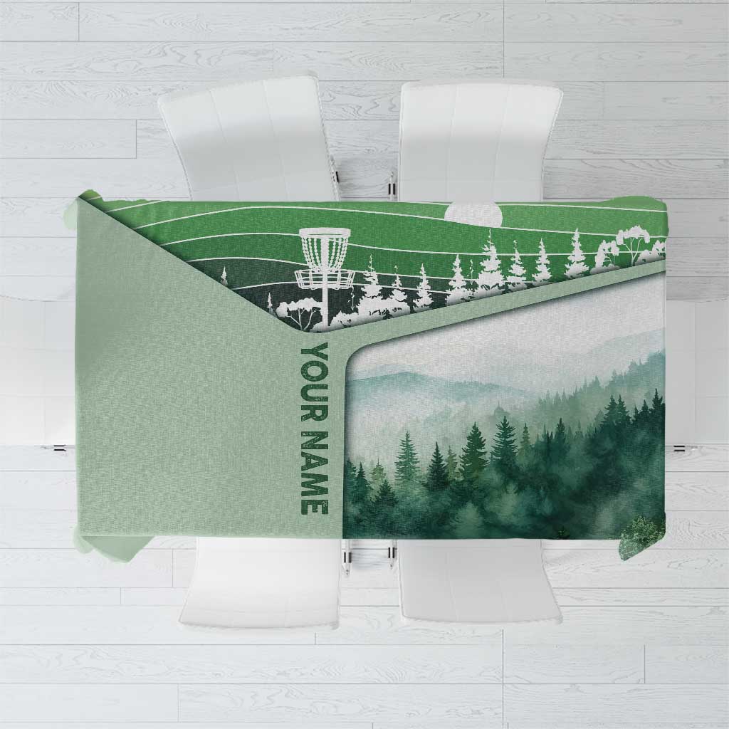 Custom Disc Golf Tablecloth with Forest Landscape Basket Silhouette - Wonder Print Shop