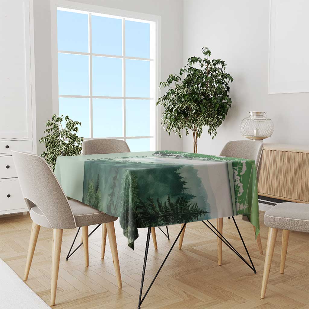 Custom Disc Golf Tablecloth with Forest Landscape Basket Silhouette - Wonder Print Shop