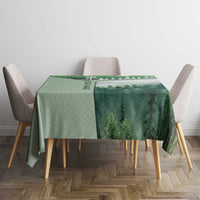 Custom Disc Golf Tablecloth with Forest Landscape Basket Silhouette - Wonder Print Shop