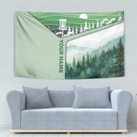 Custom Disc Golf Tapestry with Forest Landscape Basket Silhouette - Wonder Print Shop