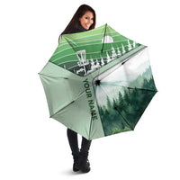 Custom Disc Golf Umbrella with Forest Landscape Basket Silhouette - Wonder Print Shop